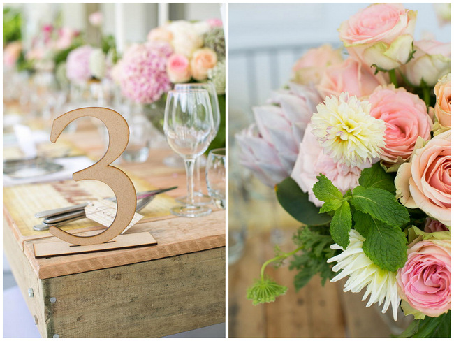 Table Number/ Wedding Decor: Outdoor Spring Tablescape / Totally Gorgeous Glitter Blush Pink Gold South African Wedding / Adene Photography /