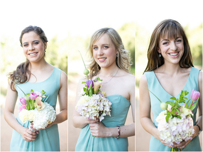 Mint Bridesmaid Dresses with Bouquets // Adene Photography // Anli Wahl Flowers
