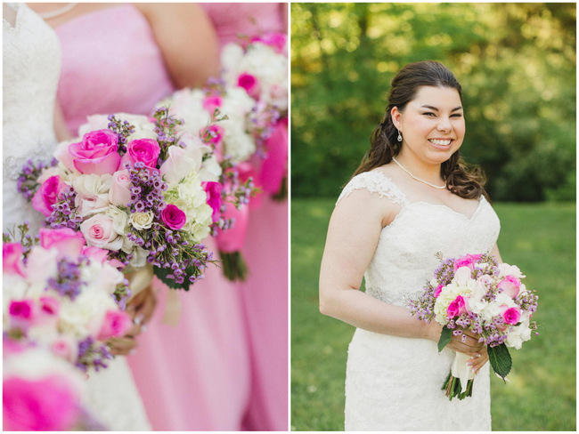 Bridesmaid Bouquets // Old Southern Charm Garden Wedding in Pink and Gray // JoPhoto 