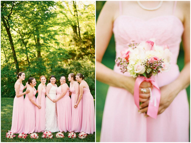 Bridesmaids // Old Southern Charm Garden Wedding in Pink and Gray // JoPhoto 