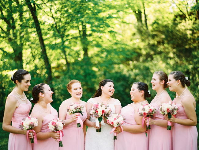 Bridesmaids // Old Southern Charm Garden Wedding in Pink and Gray // JoPhoto