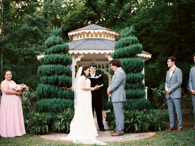 Outdoor Ceremony // Old Southern Charm Garden Wedding in Pink and Gray // JoPhoto 