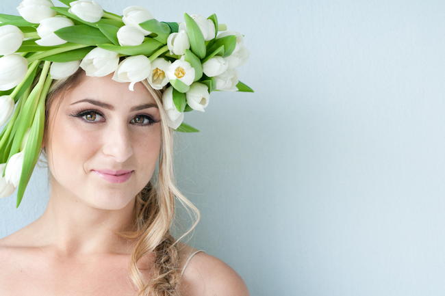 White Tulip Flower Crown by Fleur le Cordeur / ST Photography / / Hair by Licia Van der Merwe / Lisa Brown Make Up /