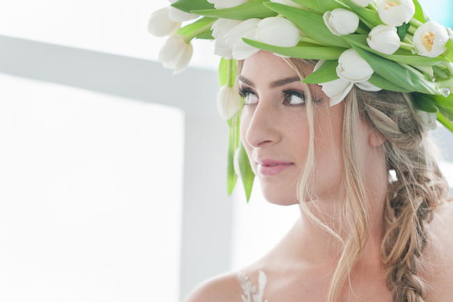 White Tulip Flower Crown by Fleur le Cordeur / ST Photography / Hair by Licia Van der Merwe / Lisa Brown Make Up /