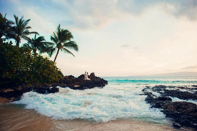 Maui Beach Wedding Ceremony // Rustic Coral & Mint Destination Beach Wedding // BellaEva Photography