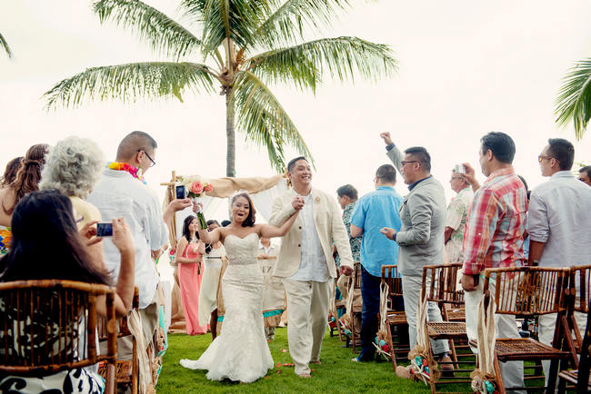 Maui Beach Wedding Ceremony // Rustic Coral & Mint Destination Beach Wedding // BellaEva Photography
