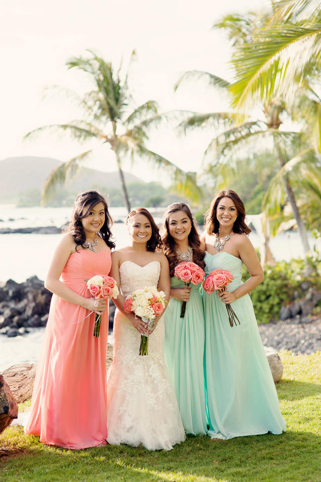 Romantically Rustic Coral & Mint Maui Destination Beach Wedding // BellaEva Photography