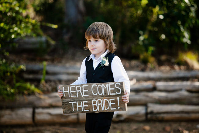 Here Comes The Bride Wooden Sign // Outdoor Mountain Wedding Ceremony at Silvermist, Cape Town // Moira West Photography