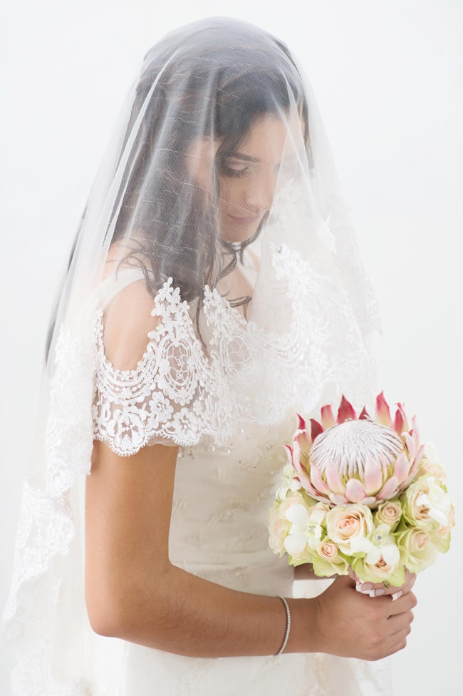 Bridal Portrait with Veil // Pink and Grey Lace Filled South African Wedding // Stella Uys Photography