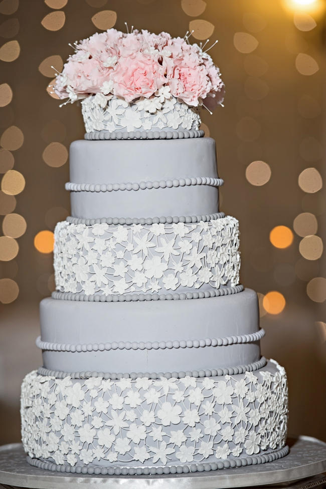 Stunning Grey and White Wedding Cake // Pink and Grey Lace Filled South African Wedding // Stella Uys Photography 