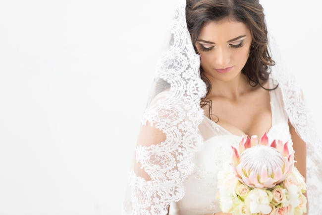 Protea Bouquet // Pink and Grey Lace Filled South African Wedding // Stella Uys Photography