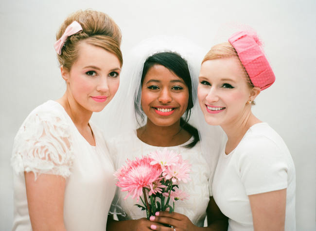 Cute Pink and White Retro, Sixties- Inspired Wedding Ideas // Ping Photography 