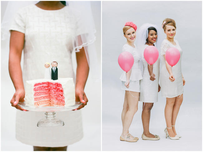 Pink Ombre Cake // Cute Pink and White Retro, Sixties- Inspired Wedding Ideas // Ping Photography 