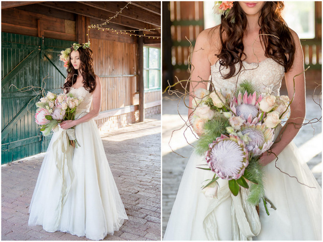 Peach Rose and Blush Protea Rustic Bouquet // Rustic Fall Wedding Ideas // Lightburst Photography // Flowers: Dear Love Events