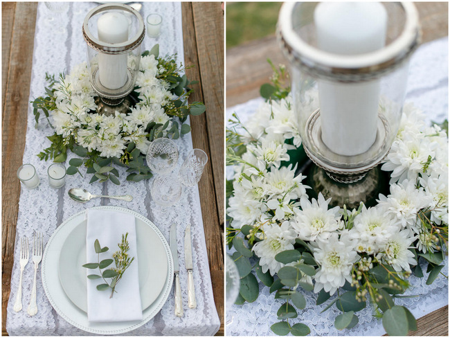 White and Silver table setting // Rustic Fall Wedding Ideas // Lightburst Photography // Flowers: Dear Love Events // Rosemary Hill Venue