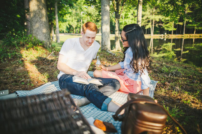 Totally rad Wes Anderson-Inspired vintage picnic engagement shoot photographs // Tesar Photography