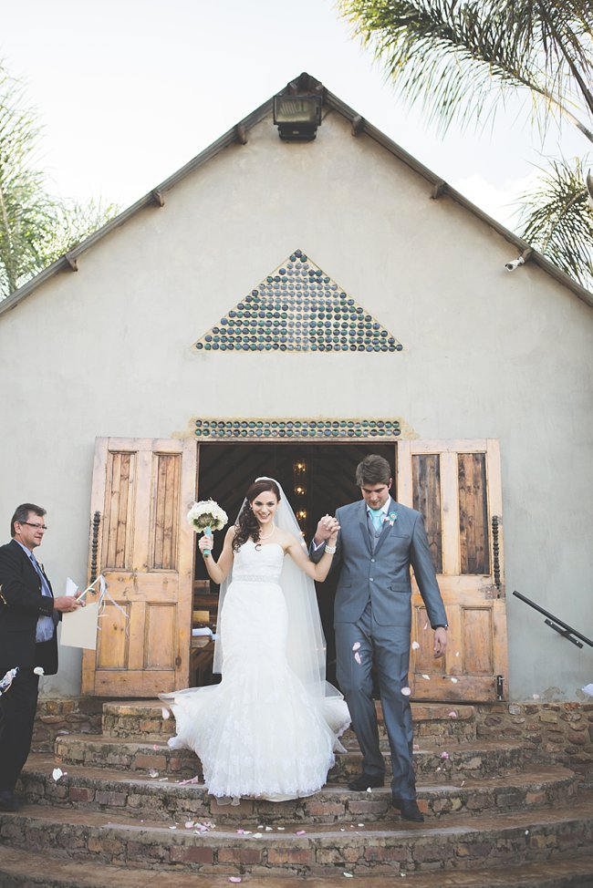  Wedding Ceremony // Delightfully Handmade DIY Teal Turquoise Peach Vintage South African Wedding // Genevieve Fundaro Photography 