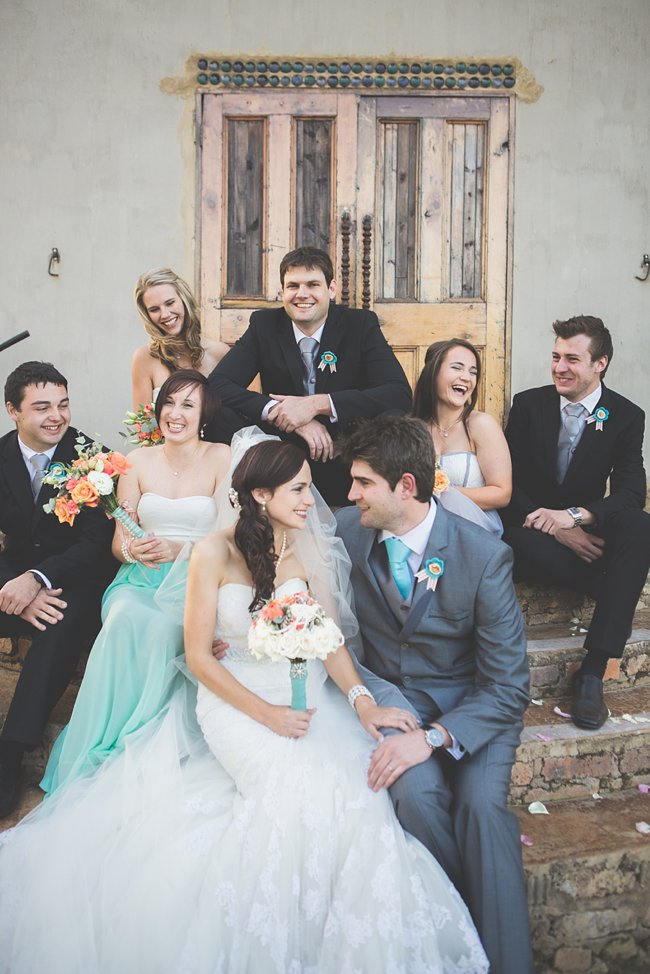  Wedding Ceremony // Delightfully Handmade DIY Teal Turquoise Peach Vintage South African Wedding // Genevieve Fundaro Photography 