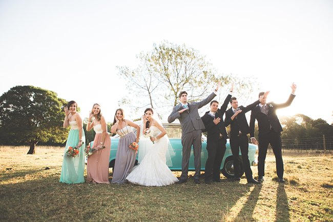 Wedding Party Photographs // Delightfully Handmade DIY Teal Turquoise Peach Vintage South African Wedding // Genevieve Fundaro Photography 