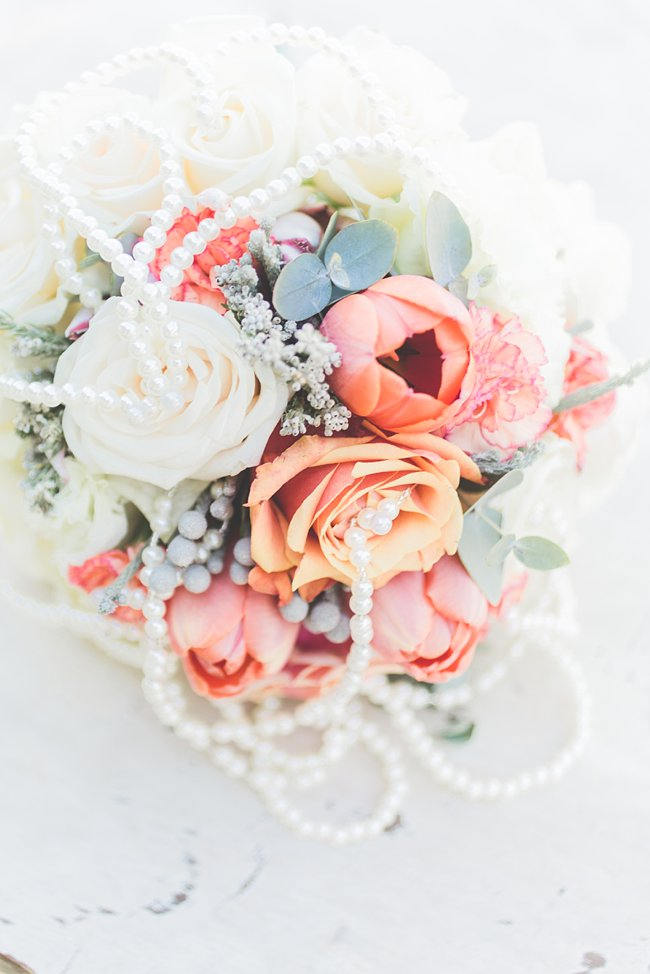 Bouquet //  Delightfully Handmade DIY Teal Turquoise Peach Vintage South African Wedding // Genevieve Fundaro Photography 