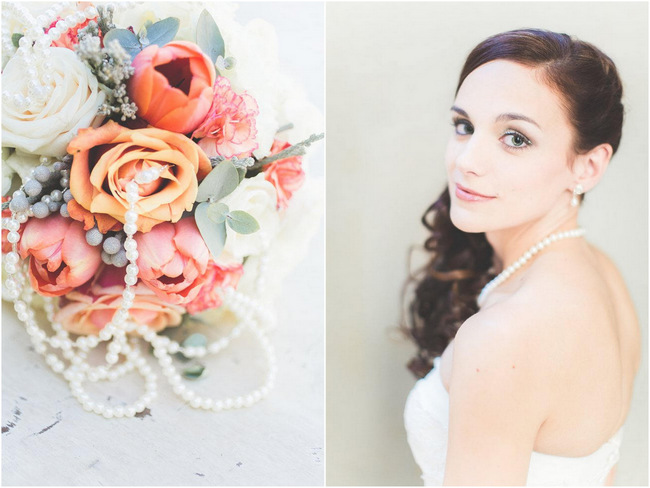 Brides Bouquet   // Delightfully Handmade DIY Teal Turquoise Peach Vintage South African Wedding // Genevieve Fundaro Photography 