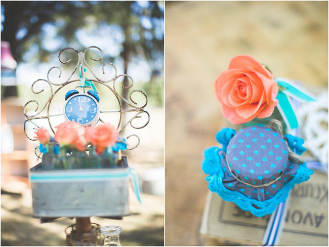 // Wedding Decor Ideas // Delightfully Handmade DIY Teal Turquoise Peach Vintage South African Wedding // Genevieve Fundaro Photography 