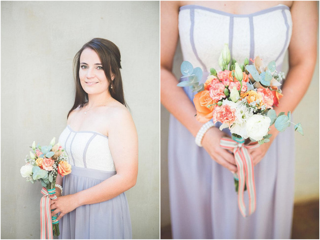 Bridesmaids Bouquet  // Delightfully Handmade DIY Teal Turquoise Peach Vintage South African Wedding // Genevieve Fundaro Photography 