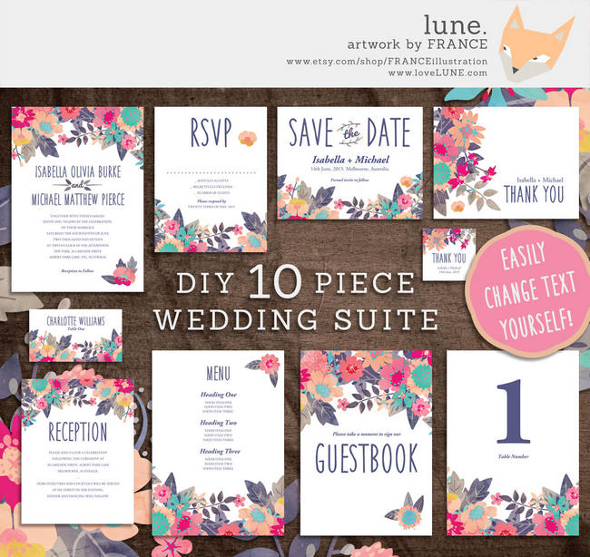 Gorgeous Watercolor Wedding Invitations 2