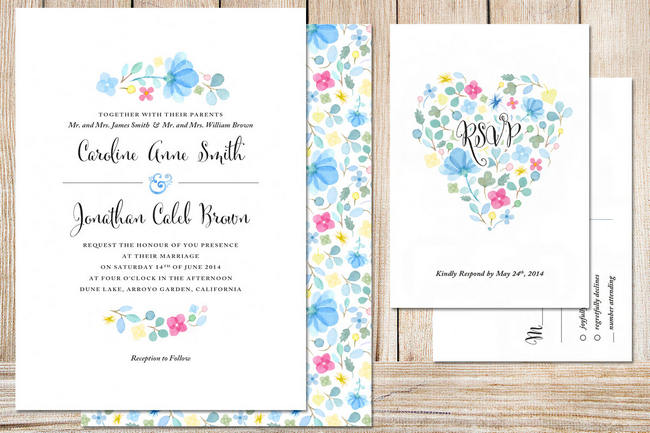 Gorgeous Watercolor Wedding Invitations 5