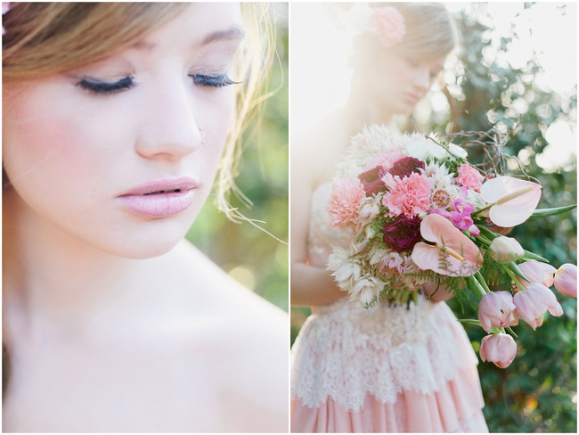 Rapunzel Inspired Long Hair Styles for Spring Weddings // Debbie Lourens Photography // Fringe Hair and Make-up // Paramithi flowers