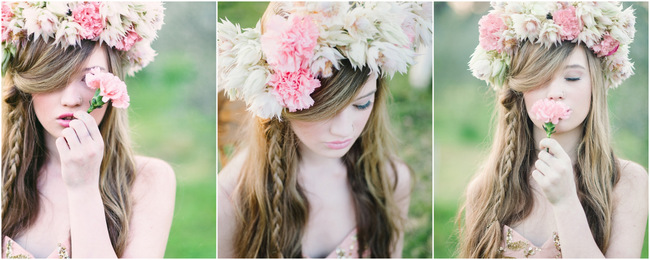 Rapunzel Inspired Long Hair Styles for Spring Weddings // Debbie Lourens Photography // Fringe Hair and Make-up // Paramithi flowers