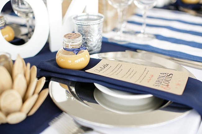 Table Place Setting // Nautical Beach Wedding in Coral and Navy Blue // Jack and Jane Photography