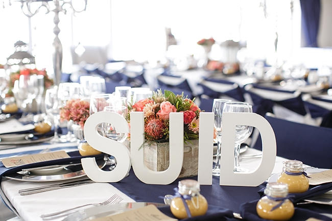 Table Names // Nautical Beach Wedding in Coral and Navy Blue // Jack and Jane Photography