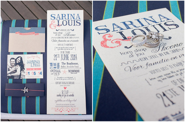 Wedding Invitations // Nautical Beach Wedding Ceremony in Coral and Navy  // Jack and Jane Photography