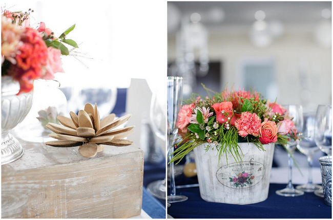 Peach and Coral Wedding Flowers // Nautical Beach Wedding in Coral and Navy Blue // Jack and Jane Photography