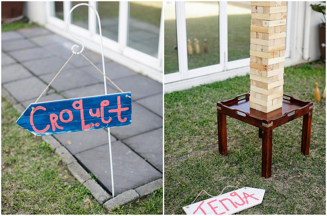 Beach Croquet and Jenga // Nautical Beach Wedding Ceremony in Coral and Navy  // Jack and Jane Photography