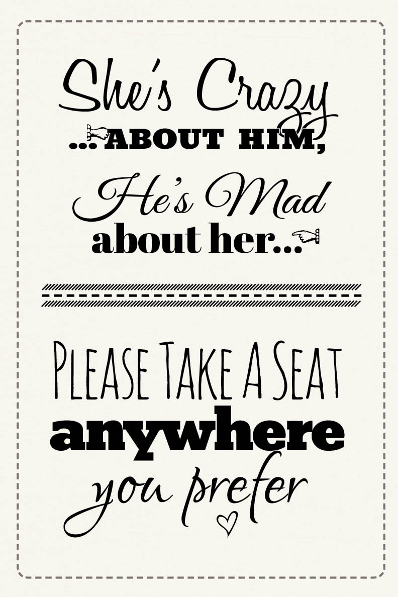 Pick a Seat Wedding Sign - Grab the FREE PRINTABLE DOWNLOAD here