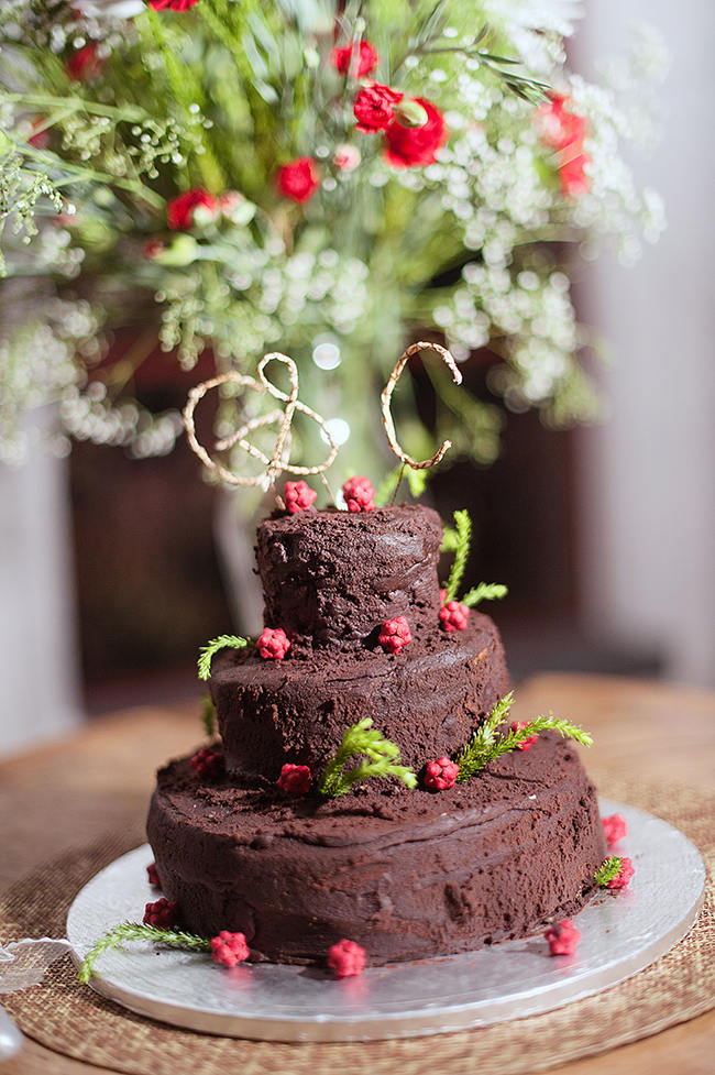 Rustic Chocolate Cake //  Red Brown White Autumn Wedding // Christopher Smith Photography - www.Cjphoto.co.za