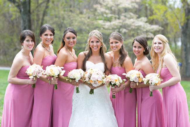 Pink Bridesmaids Dress //  Beautiful Rustic Elegance Wedding in Blush Cream Gold // Carly Fuller Photography // Click for more details on www.ConfettiDaydreams.com
