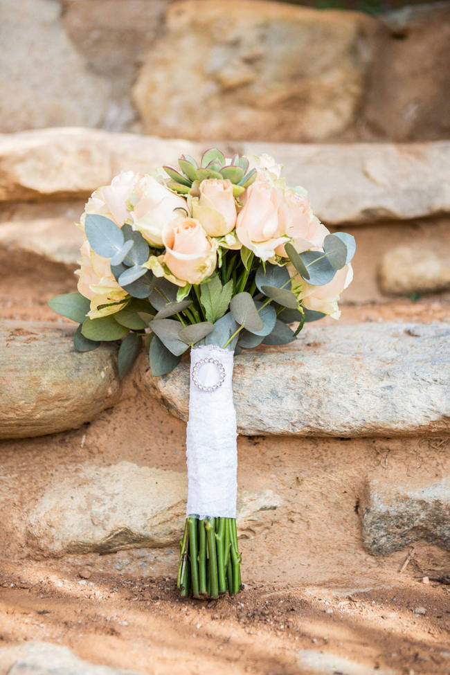 Rustic Bouquet in cream and green // Rustic South African Farm Wedding in Peach // Marli Koen Photography