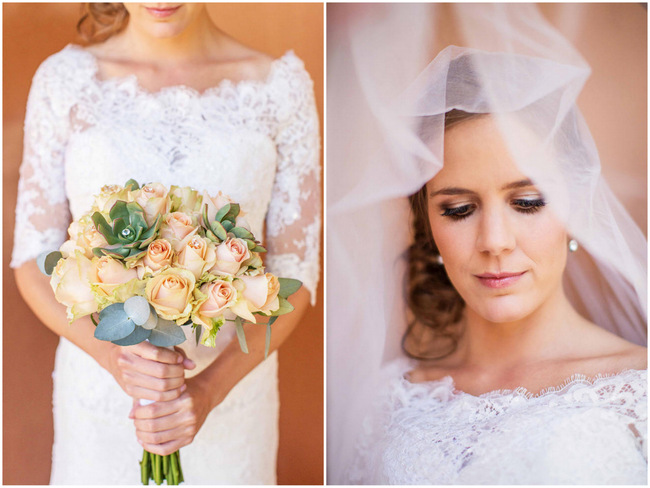 Succulent Bouquet // // Rustic South African Farm Wedding in Peach // Marli Koen Photography