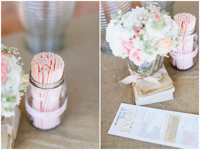 Paper Straws // Vintage Chic Barn Wedding Reception // Louise Vorster Photography