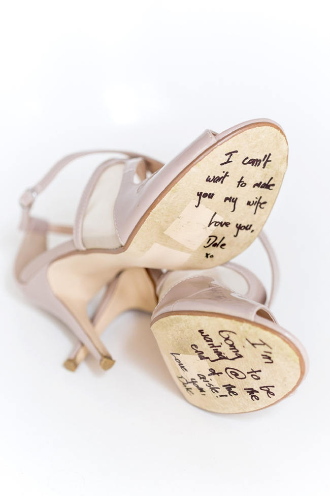 Wedding shoes with undersole message // Franschhoek Wedding // Photography by Claire Nicola