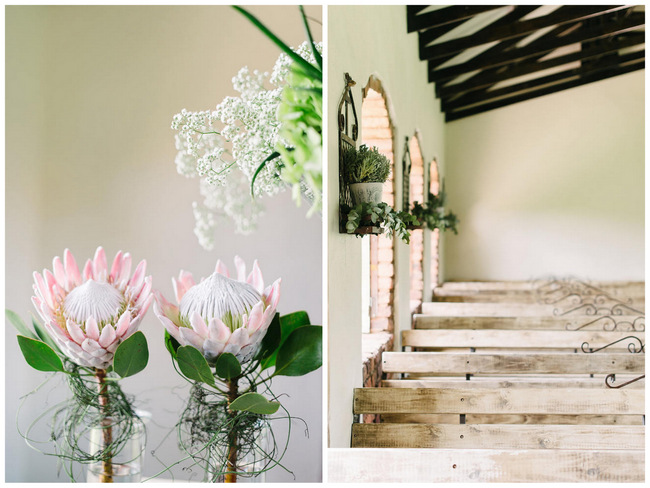 Protea Wedding Ceremony Decor // Mint Coral South African Wedding // Louise Vorster Photography