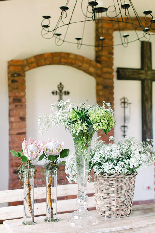 Wedding Ceremony Floral Decor - Proteas // Mint Coral South African Wedding // Louise Vorster Photography