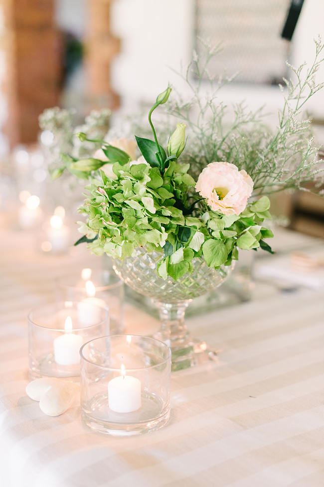 Green and White Wedding Flower Arrangement //   Mint Coral South African Wedding // Louise Vorster Photography