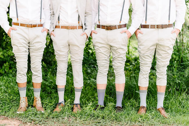 Groomsmen photo idea showing fun socks // Mint Coral South African Wedding // Louise Vorster Photography