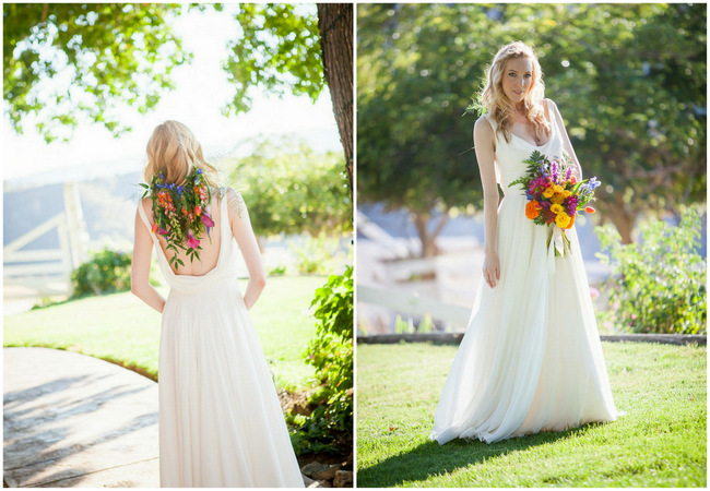 Cascading Tropical Flower Hairpiece // Bright and Bold California Bridal Style // Colson Griffith Photography