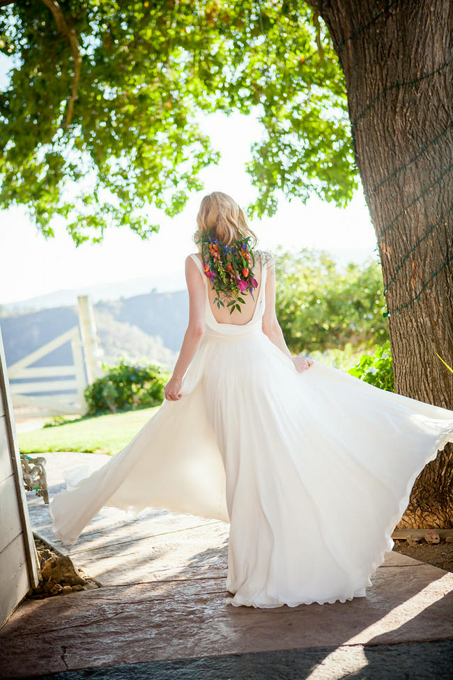 Tropical Flower Hairpiece // Bright and Bold California Bridal Style // Colson Griffith Photography