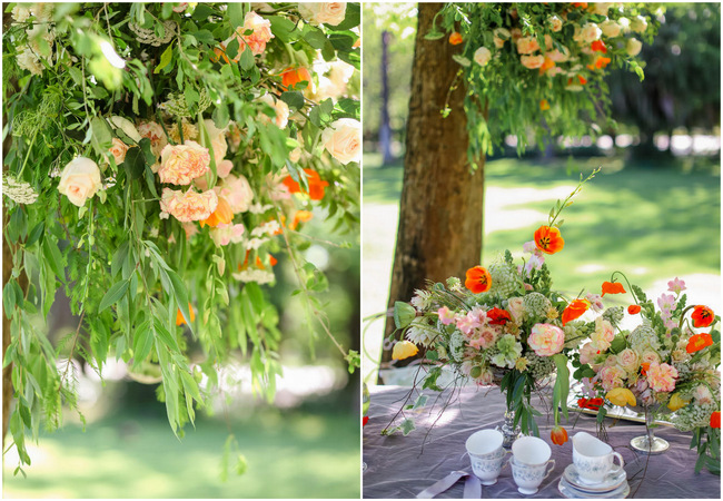 Whimsical Garden Wedding flowers in Peach, green and silver Grey // Nikki Meyer Photography